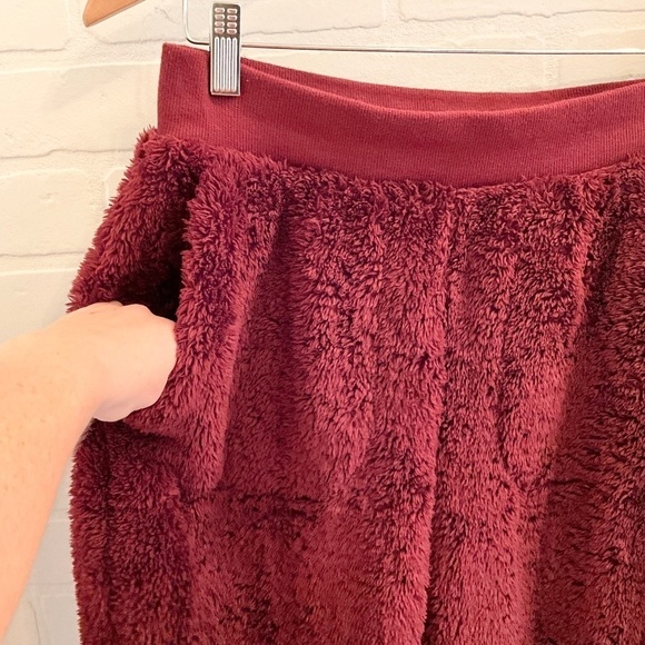 Lole Teddy Bear Joggers Lounge Pants Burgundy/Red Wine Sherpa Pockets Size M - Picture 9 of 13
